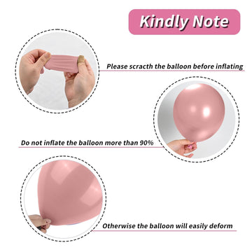 Blush Pink Balloons, 12 Inchs Dusty Pink Rose Red Metallic Red Metal Camellia Gold Balloons For Birthday Party Wedding Bridal Shower Decorations