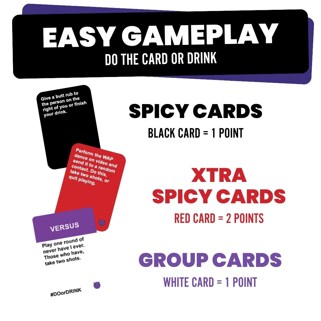 Do or Drink Naughty Edition - The mature-themed Drinking Game for Spicy Situations - Fun Party Games for mature-themeds with 250 Cards - Great for Game Night  Pre Games  After Parties  and More