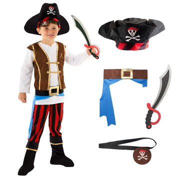 Morph Kids Pirate Costume  Boys Pirate Outfit  Fun Pirate Dress Up for Kids  Halloween Pirate Costume for Boys  10-12 Years