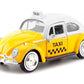 Motormax 1966 Volkswagen Beetle Taxi Yellow With White Top 1/24 Diecast Model Car