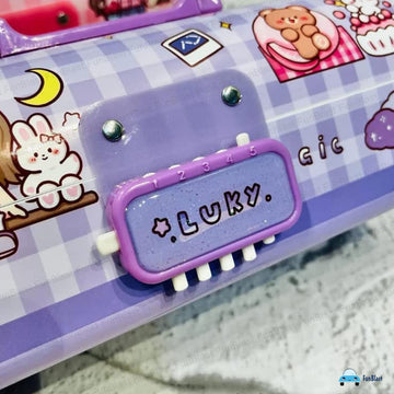Funblast Kids Pen & Pencil Box Suitcase Style Password Lock Pencil Case, Multi-Layer Pencil Box Kids, Boys, Girls, Stationary Or