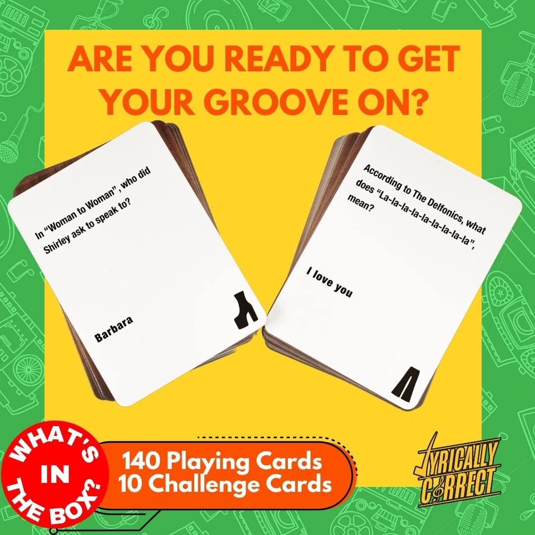 Lyrically Correct Music Trivia Card Game | Multi-Generational Family Gatherings  mature-themed Game Night and Fun Trivia (60's and 70's Oldies but Goodies)