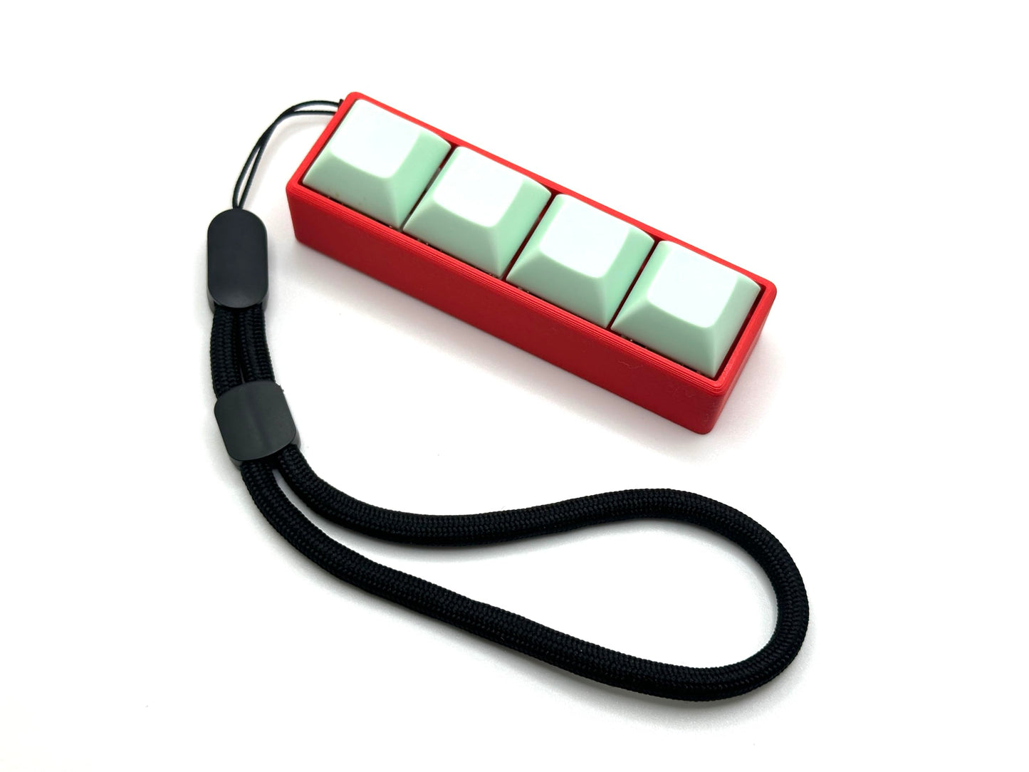 Four-Button Clicky Mechanical Switch Fidget Toy | Stim Toy, Stress Relief, Adhd (Red Base, Mint Green Keycaps)