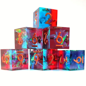 Generic 6Pcs 16Mm D6 Resin Dice Set Dice For Dnd Dungeons And Dragons Role Playing Game (Blue + Red)