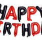 Pigetale Black And Red Happy Birthday Banner Balloons, 16 Inch Mylar Foil Happy Birthday Sign Banner For Kids And Adults, 3D Hap