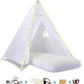 Heypappy Teepee Tent for Kids with Inflatable Airbed, String Lights, Balloons, Pump, Washable Slumber Party Tent Indoor Outdoor 