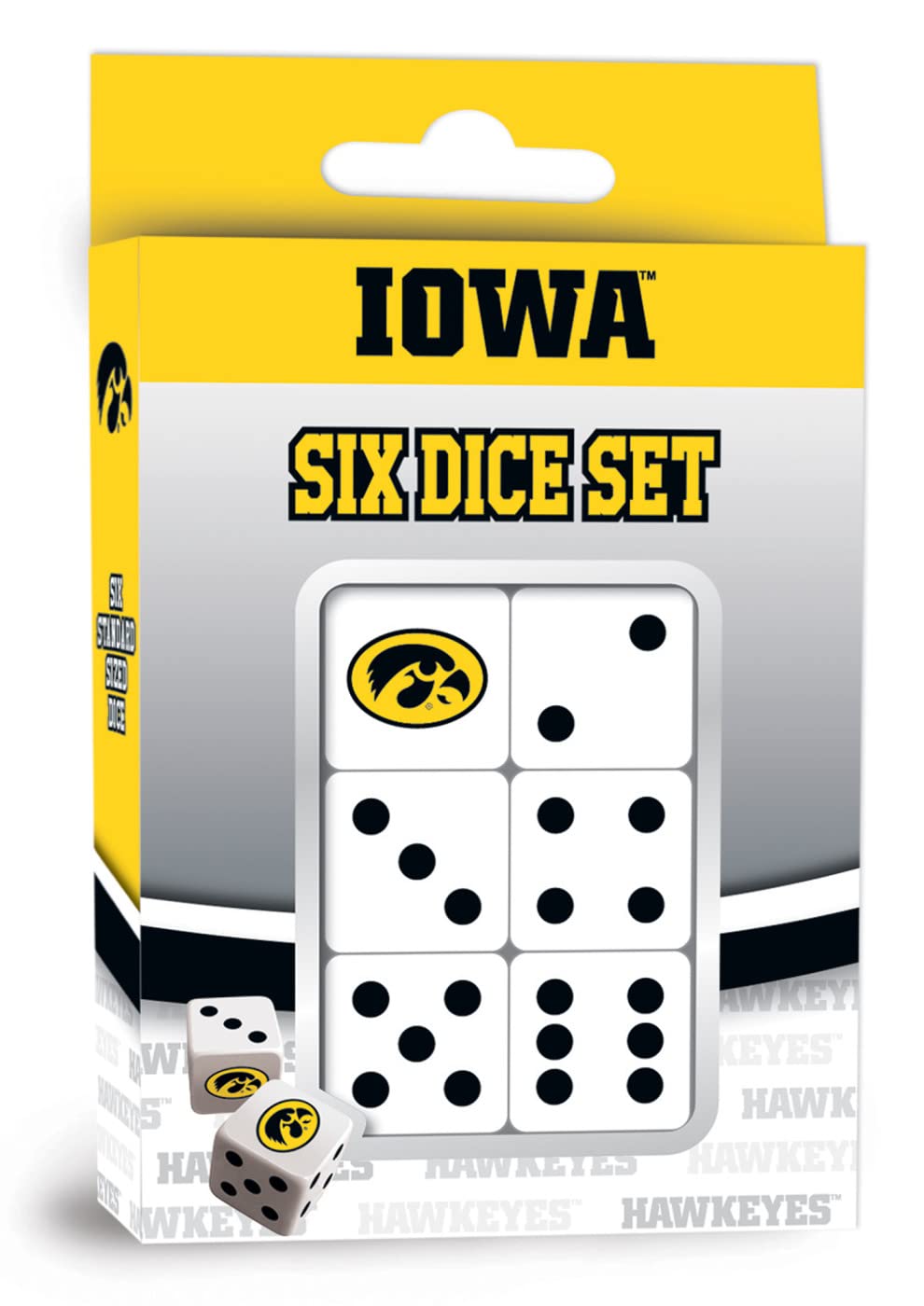Masterpieces Game Day - NCAA Iowa Hawkeyes - 6 Piece Team Logo Dice Set - D6 Standard Size