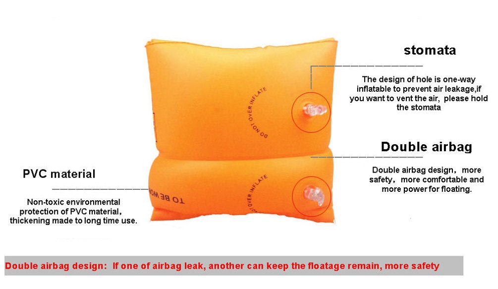 Topsung Floaties Inflatable Swim Arm Bands Rings Floats Tube Armlets for Kids and mature-themed (Orange)