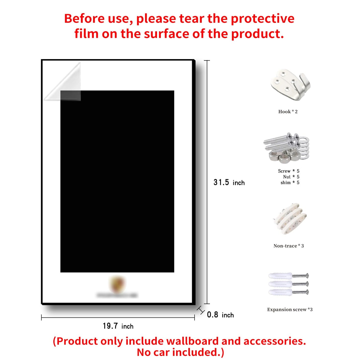 iLuane Display Wallboard for Lego Technic Porsche 911 RSR Model, 21.26x33.07x2.36 inch, Aluminum Alloy, Black/White, Model 420