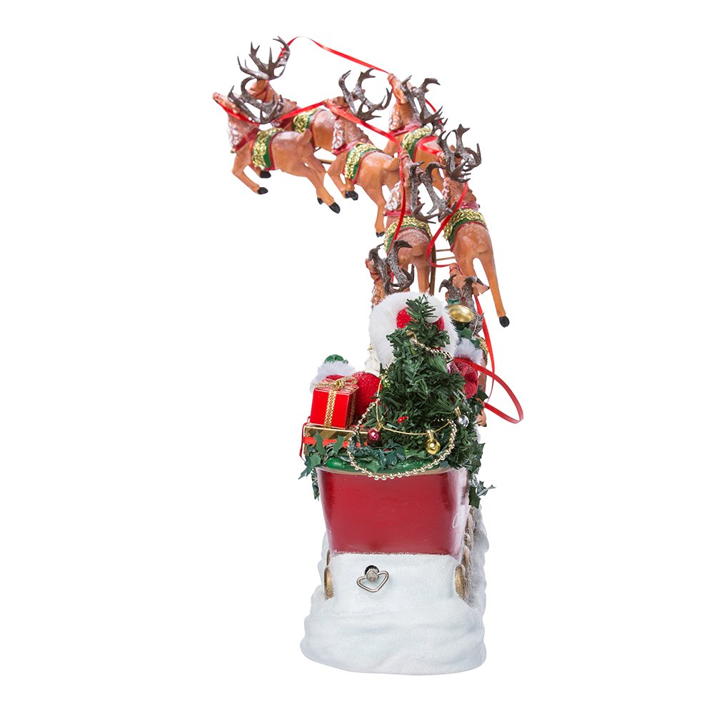 Kurt Adler 2-Piece Musical Santa With 8 Reindeers, 24-Inch