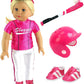 Hot Pink Baseball Uniform with Baseball Bat  Helmet  and Shoes (Doll Not Included) | 18 Inch Doll Clothes