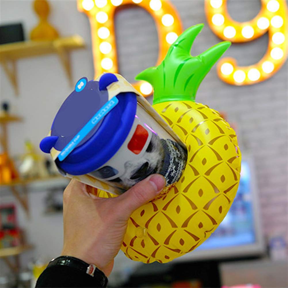 Inflatable Drink Holder 3 Pack Pineapple Drink Pool Floats Cup Holders For Summer Pool Party, Variety Shape To Choose
