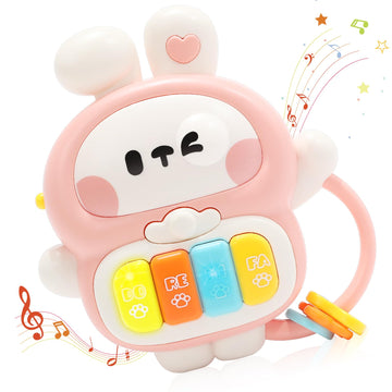 Baby Musical Toys 6-12 Months, Rabbit Piano For Baby Musical Toys For Toddlers 1-3, Busy Board With Music & Light, Birthday Toy