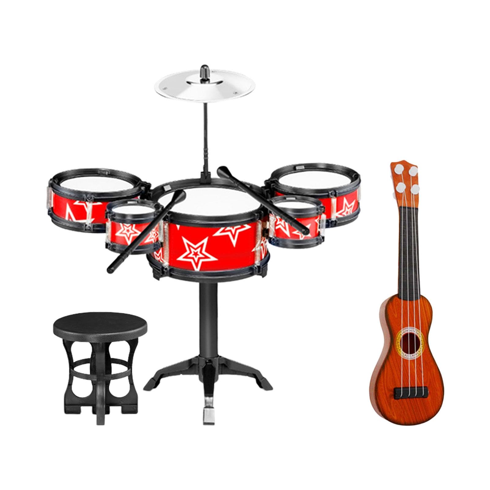 Bnf Simulation Kids Drum Toys Playset Jazz Drum Kits For Kids Boys Guitar Red Chair|Musical Instruments & Gear | Percussion |Set