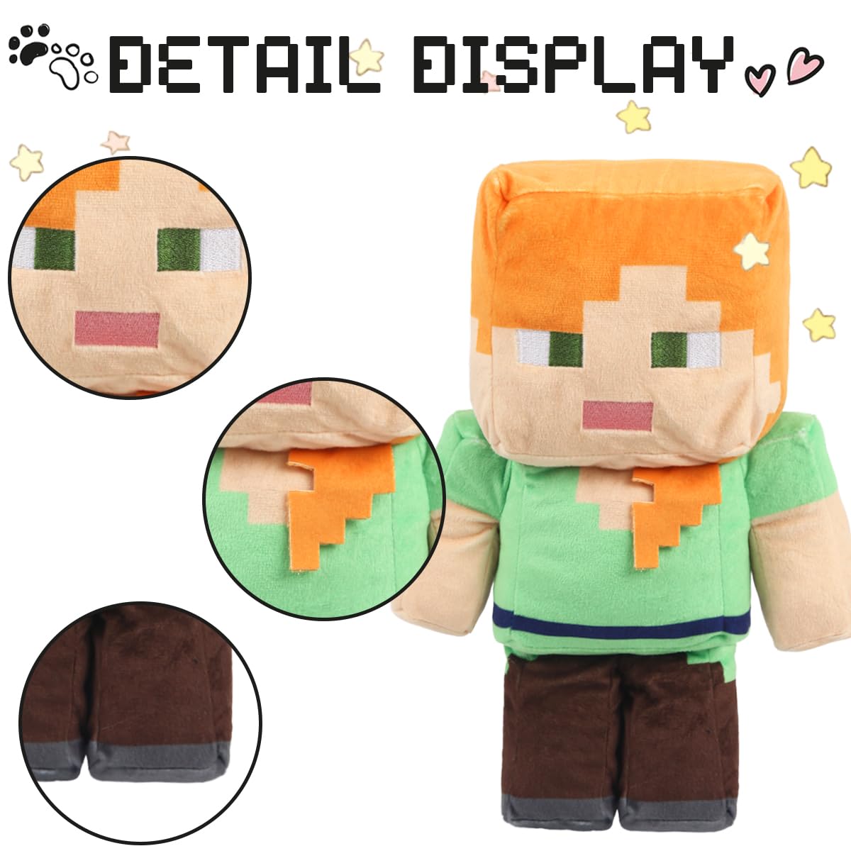 Weddye Pixel-Style Plush Toy - 8" Alex Character, Cotton Material, Video Game-Inspired Collectible for Kids & Fans