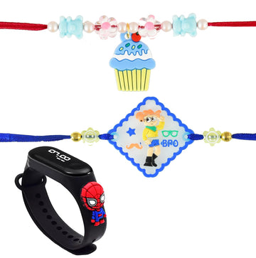 Brown Leaf Kids And Adults Rakhi Set