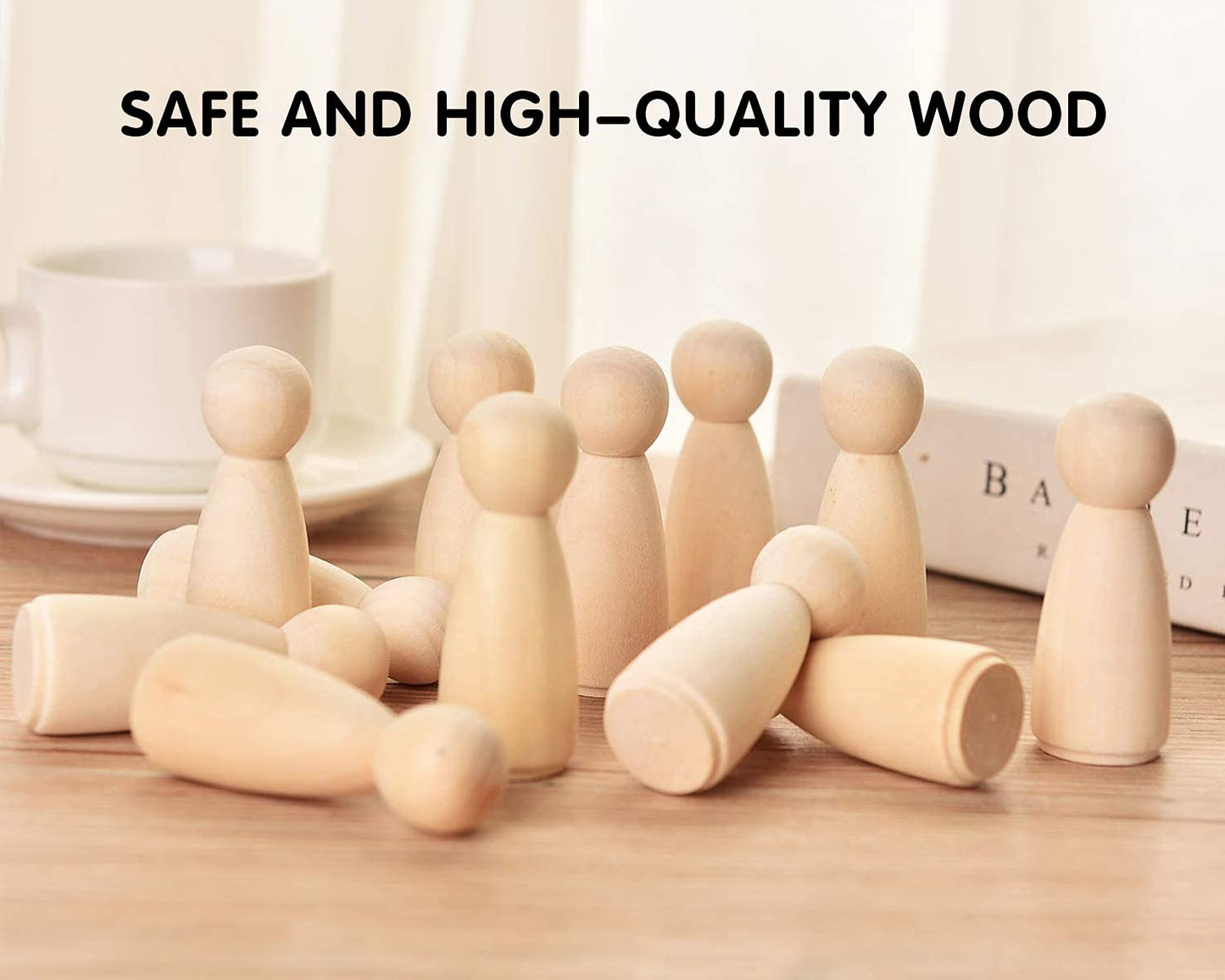 Kthzi Wooden Peg Dolls With A Storage Case, 50Pcs Unfinished Wooden People For Diy And Painting, Nature And Plain Wooden Figures