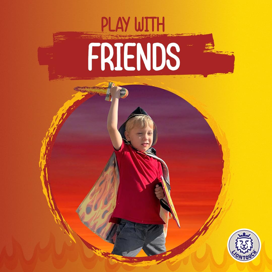 Liontouch - Fantasy Fire Flame Set | Foam decorative replica blade & Shield for Kids Age 3-8 Years | Medieval Pretend Play in Roaring Fire Style | Safe Toy  & Battle Accessories for Boys Dress Up & Costumes