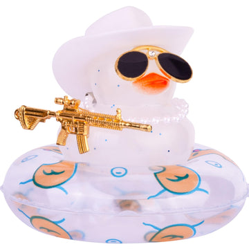 Cofubcad Car Rubber Duck Dashboard Decoration Colorful Duck Car Ornaments With Special Props Mini Swim Ring Sunglasses Cowboy Or Sun Hat(A32)