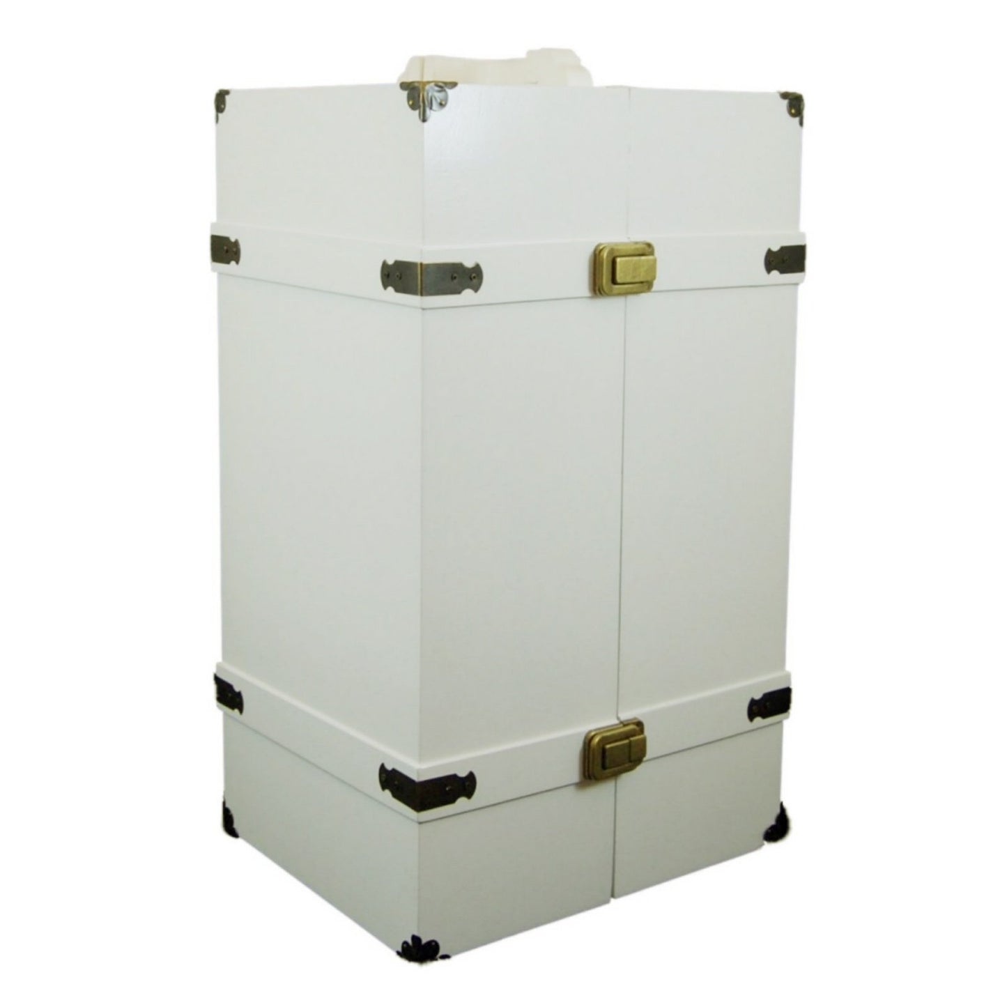 The Queens Treasures 18 Inch Doll Clothes Storage Case Furniture, Fully Assembled White Wooden Trunk Includes Vanity, Stool, Ha