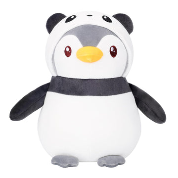 Meleceri Cute Penguin Panda Plush Toy,9.8'' Stuffed Animal With Panda Costume Outfit,Christmas Birthday Gift