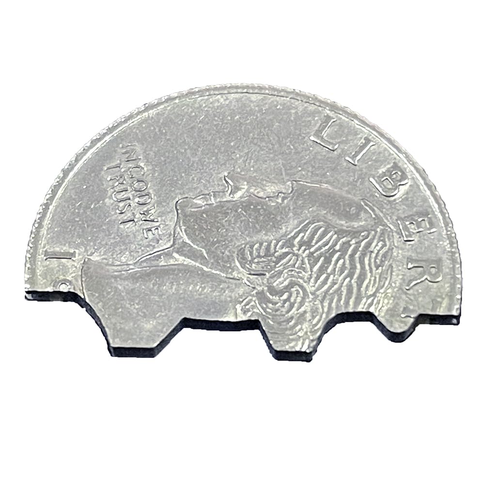 Brilliantmagic Magic Bites Coin Bite Out Dollar Folding Bite Coin Quarter With Replacement Rubber Band - Close Up Coin Magic Tri