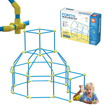 Fortstix Fort Building Kit for Kids - 180pc Modular STEM Toy Set, DIY Indoor & Outdoor Play Structures, Plastic Playset for Girls & Boys