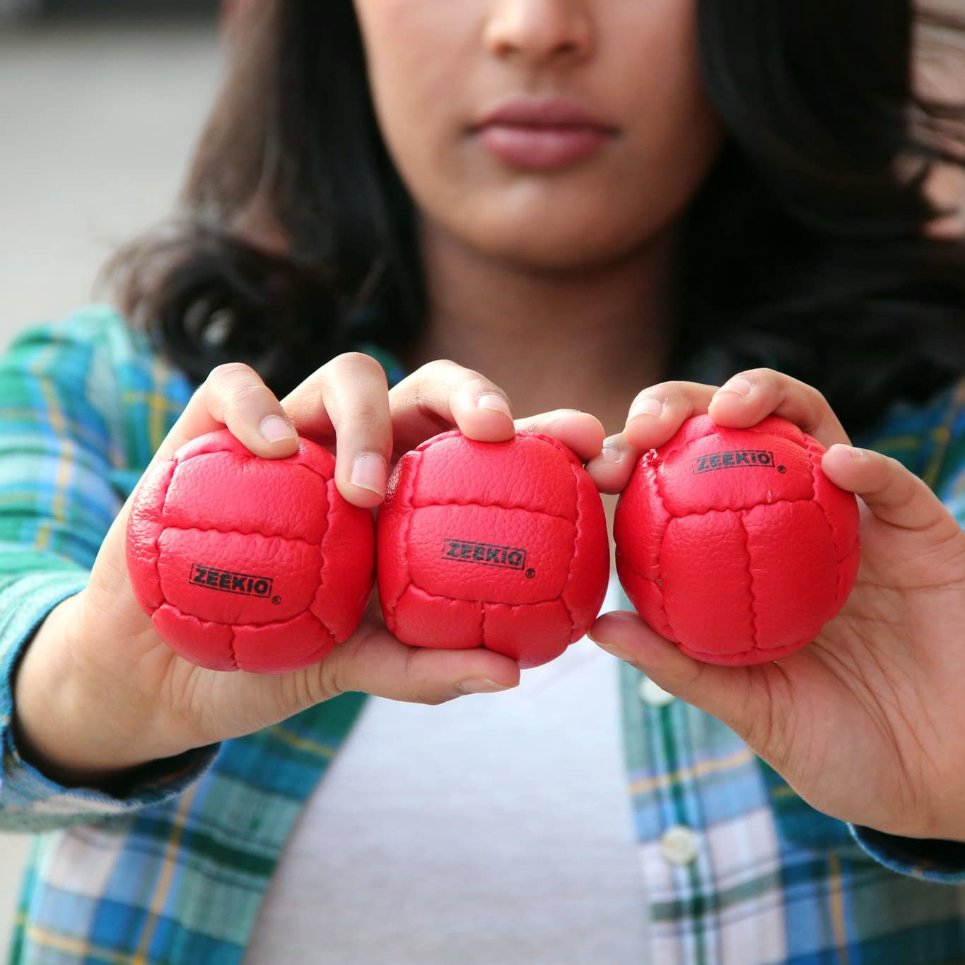 Zeekio Galaxy Juggling Balls - enhanced 12 Panel Genuine Leather Balls - 130g - 67mm - Pack of 3 (Red)