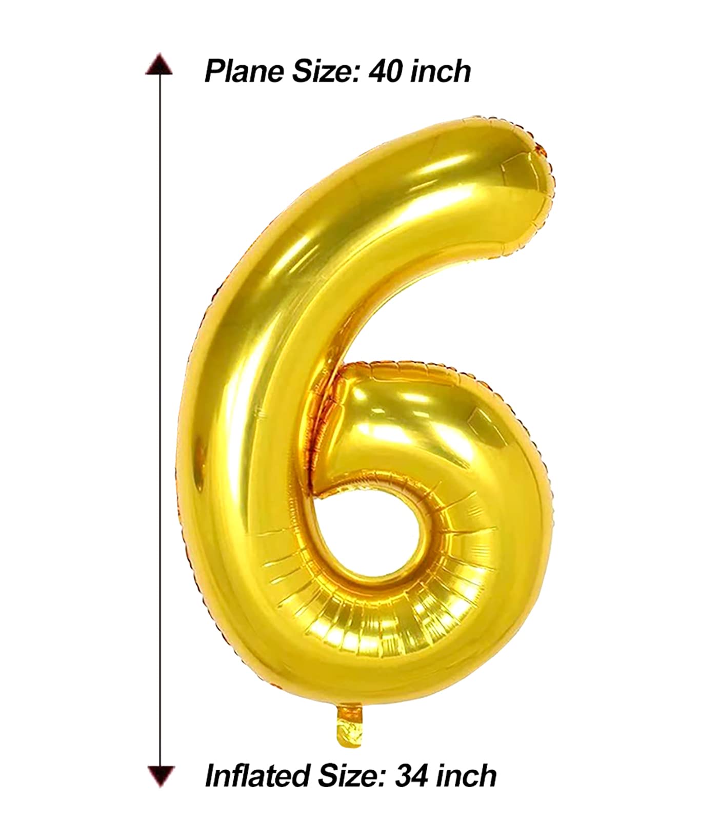 Aule 40 Inch Big Gold 6 Balloon Number Large Foil Helium Number Balloons 0-9 Jumbo Giant Happy 6Th Birthday Party Decorations Fo
