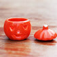 1shopforyou 2 Pcs Dollhouse Miniatures Ceramic Halloween Pumpkin Carved Jack-O-Lantern
