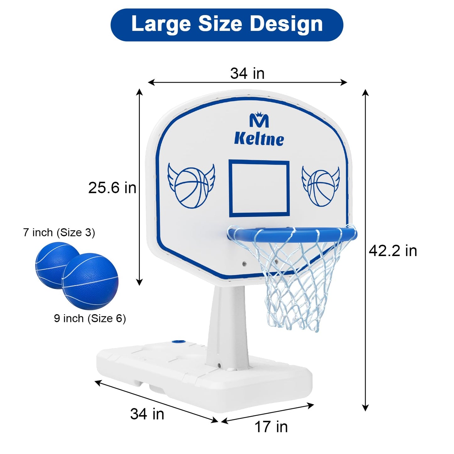 Dahivs Pool Basketball Hoop, Oversized Poolside Basketball Hoop for Swimming Pool Basketball Game, 34x34x42.2 Water Basketball H