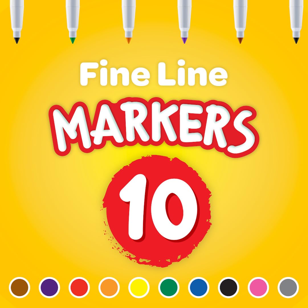 Crayola Fine Line Markers Bulk, School Supplies for Kids, 12 Marker Packs with 10 Colors, Multi