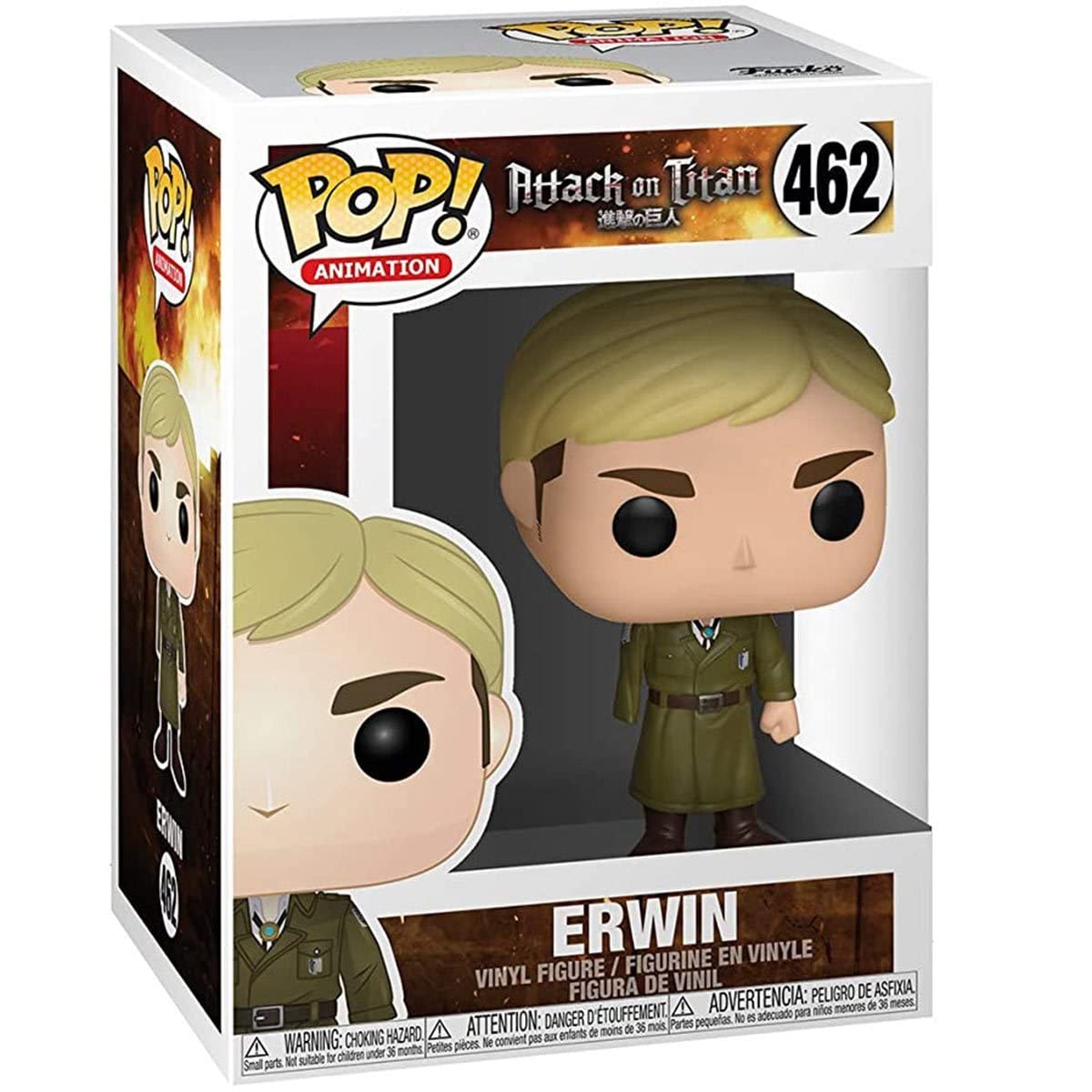 Pop Attack On Titan - Erwin Smith (One-Armed) Funko Pop! Vinyl Figure (Bundled With Compatible Pop Box Protector Case), Multicolored, 3.75 Inches