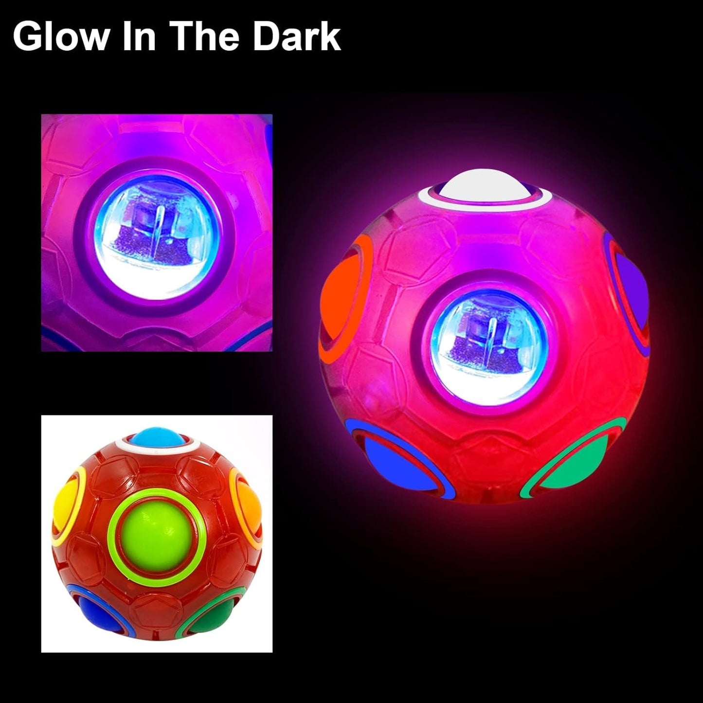 3 Pack 4'' Jumbo Easter Eggs Filled Glow Rainbow Puzzle Balls, Magic Cube Stress Relief Fidget Toys Brain Teaser Game Kids Boys