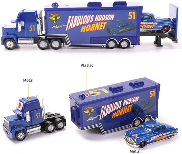 Wltk Movie Cars 2 3 Hauler Truck Champion No.51 & Hudson No.51 Racer Speed 2Pcs Vehicles