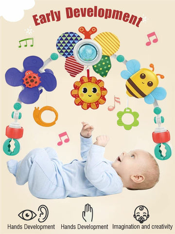 Pau1Hami1ton Adjustable Stroller Arch Toys - Car Seat Hanging Toy Bar for Bassinet, Crib, Bouncer, Medium Size - Butterfly Design
