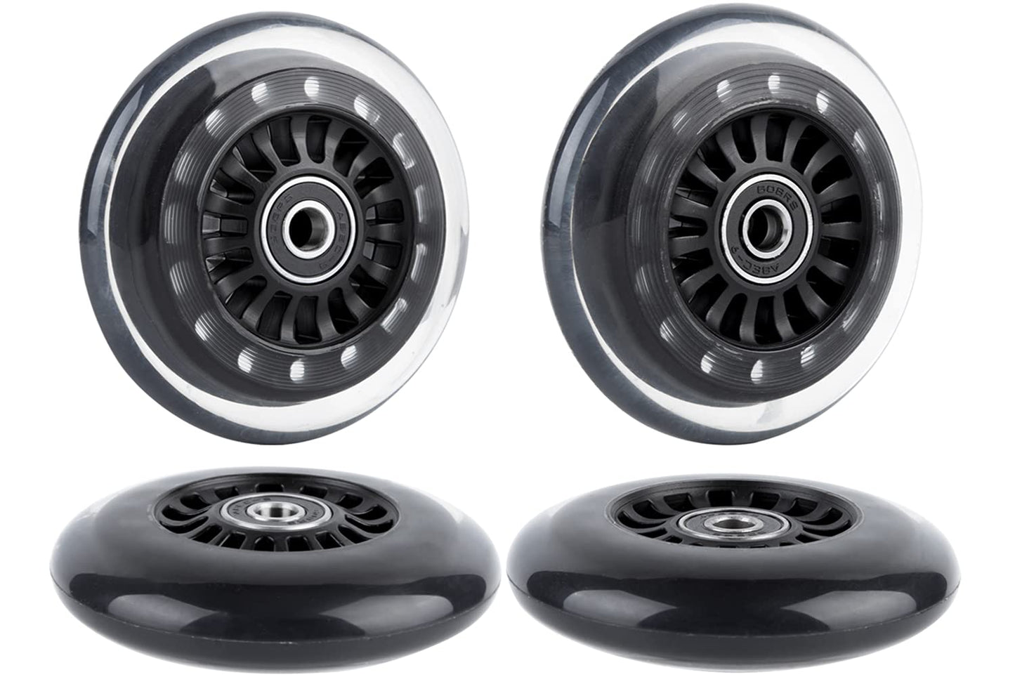 Aowish Ride On Swing Twist Wiggle Car Polyurethane Replacement Wheels W/Bearings Abec-9 (2 Front Wheels With Convex Hub, 2 Rear Wheels With Concave Hub) (Black)