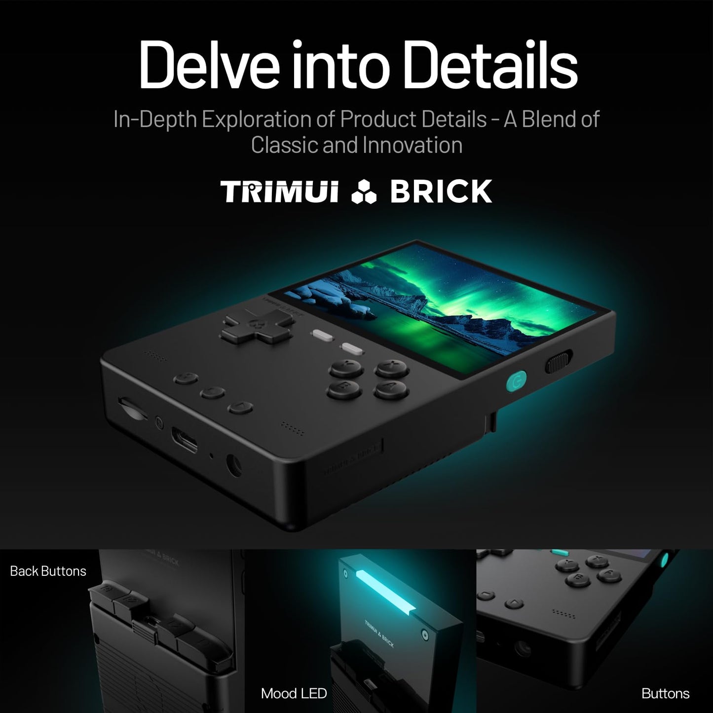 Trimui Brick Retro Game Console 3.2-Inches 1024x768 IPS Screen Built-in 128G TF Card Video Gaming Consoles 3000mAh Lithium Batte