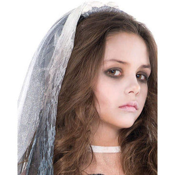 Amscan Graveyard Bride Deluxe Costume For Girls - Large (12-14) - Black & White Eerily Elegant Gown With Accessories, Perfect For Halloween, Parties, & More - 1 Set