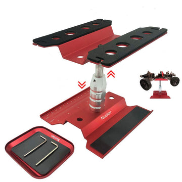 RC Car Work Stand Aluminum Repair Workstation 360 Degree Rotation Lift Lower w/Screw Tray for 1/10 1/12 1/16 Scale Traxxas TRX4