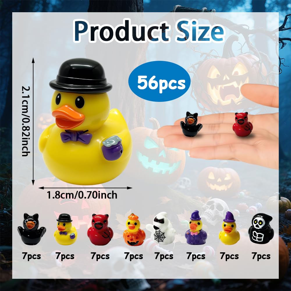 AWEELON Miniature Resin Ducks - 56 Pcs Halloween Party Favors, Multicolor, Model 312