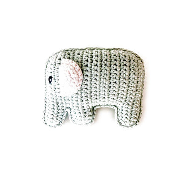 Pebble 200-153 Organic Elephant Rattle, Fair Trade, Machine Washable, 4-Inch Length, Teal