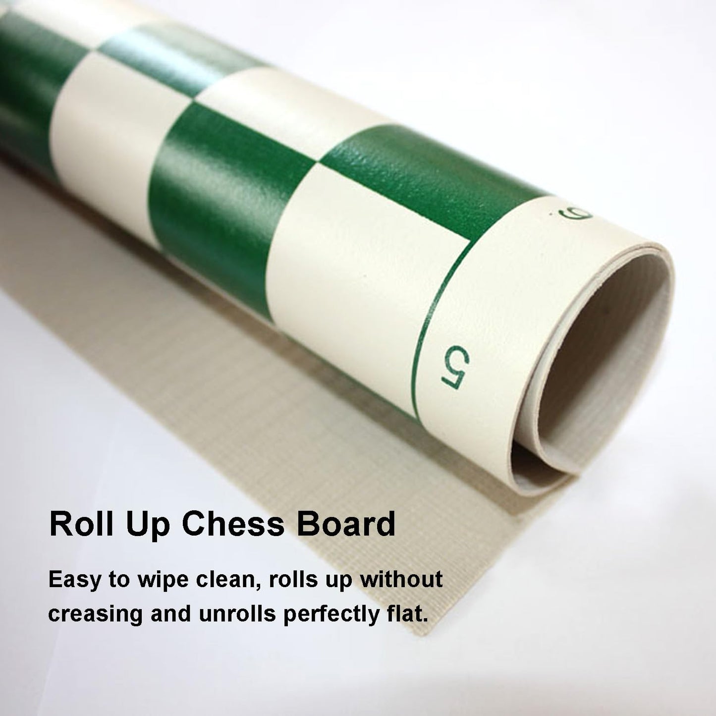 Reicyfang 20'' Tournament Roll Up Chess Board, Tournament Chess Mat, Vinyl With Green Squares, Chess Rollable Chessboard, Non Sl
