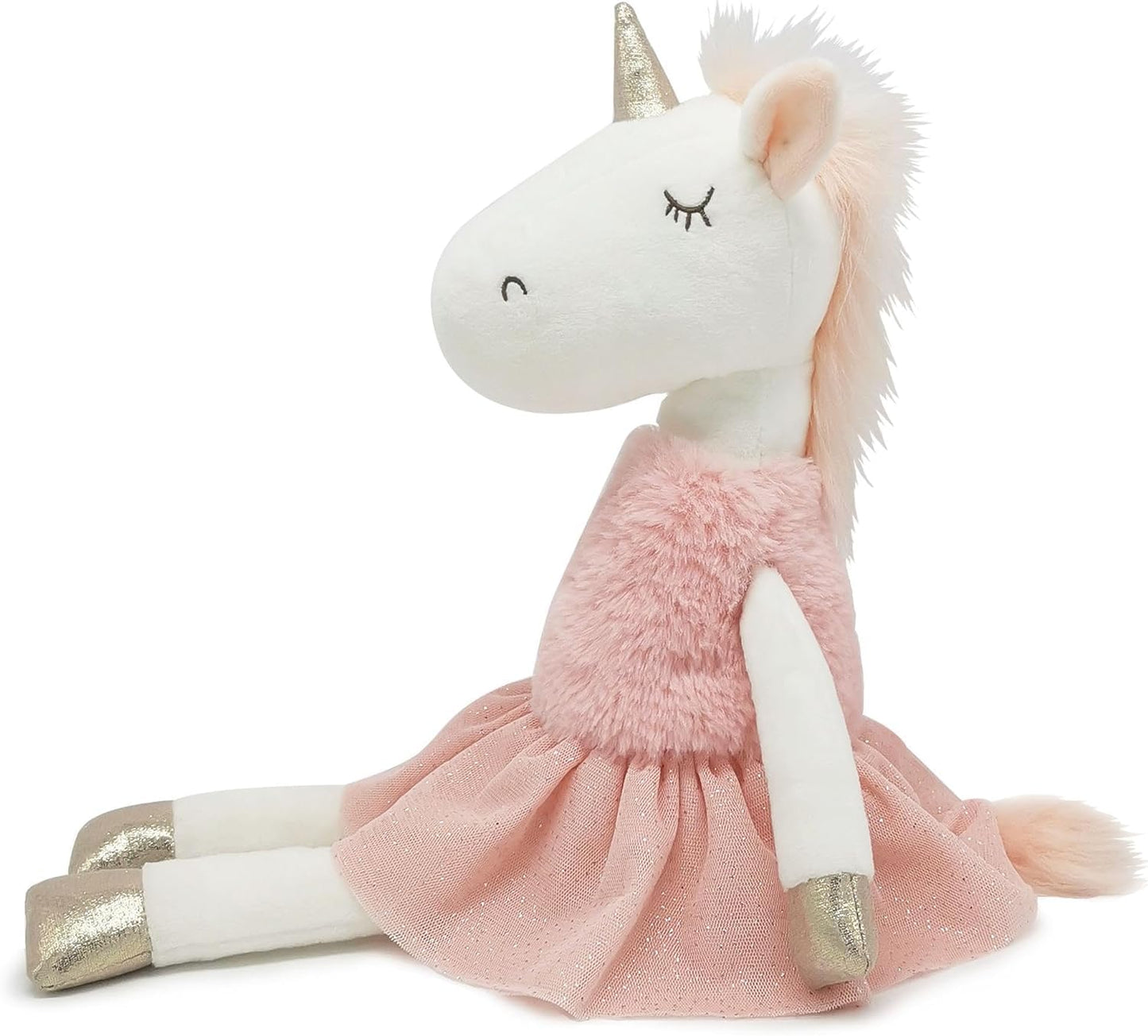 Mikee Fluffie Unicorn Toys For Girls, 16.5'' Tall,Safe Material Soft Unicorn Stuffed Animal Ballerina Dolls With Skirt, Cute Bir