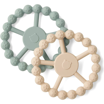 Samigo Silicone Teethers For Babies 0-6 6-12 Months Baby Teething Rings Chew Toys For Infant Boys And Girls - 2 Pack