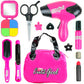 Big Mos Toys Kids Beauty Makeup and Hair Salon Set, Girls Pretend Play Toy with Cosmetic Bag, Hairdryer, Curling Iron, Blush Pal