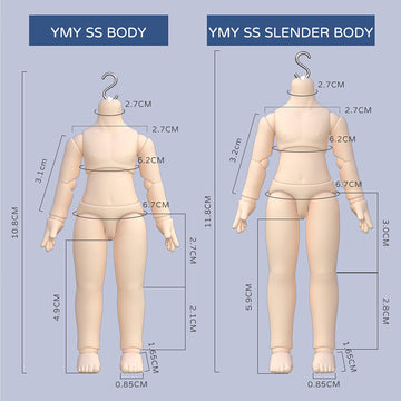 Ymy New Ob11 Extended Size Gsc 1/12 Bjd Doll Body - Joint Movable Doll Model Action Figure(Light Tan-4.6 In)
