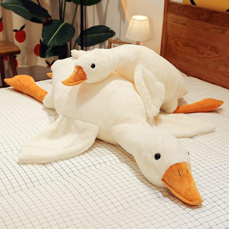 Hposan Goose Stuffed Animal Toy Cute Giant White Goose Stuffed Animal Duck Plush Super Soft Hugging (A: 19.5 Inch)