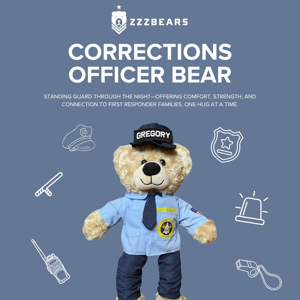 ZZZ Bears Personalized Teddy Bear - Thoughtful Gift for Corrections Officers, Spouses & Kids - Brown & Gray Plush Toy