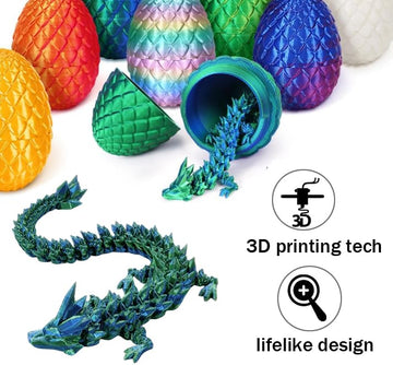 Cessfle 3D Printed Dragon In Egg, Crystal Dragon Eggs With Dragon Inside, Full Articulated Dragon Eggs 3D Dragon Toys, Mystery D